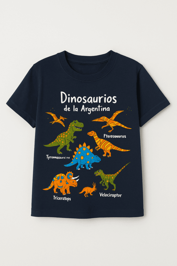 Remera Infantil de Dinosaurios Argentinos – Diseño Educativo en Algodón 100% - Imagen 2