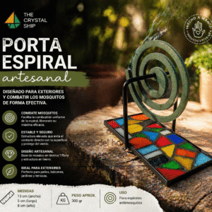 Porta espiral antimosquitos artesanal con base de mosaico