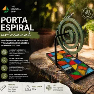 Porta espiral antimosquitos artesanal con base de mosaico