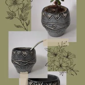 Mate/ Vasija Cerámica Étnica Pintada a Mano – Pieza Única SC Cerámicas