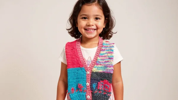 Chaleco Tejido a Mano para Niña Talle 4