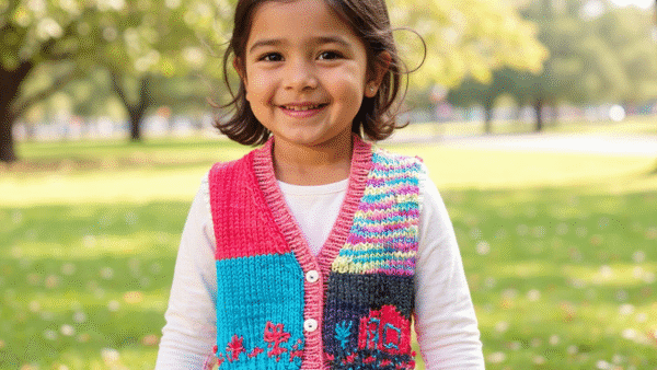 Chaleco Tejido a Mano para Niña Talle 4 - Imagen 3