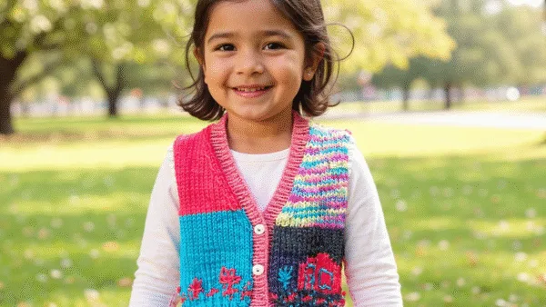 Chaleco Tejido a Mano para Niña Talle 4 - Imagen 3