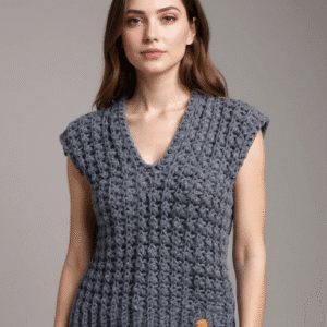 Chaleco Tejido en Lana – Diseño Chunky Gris