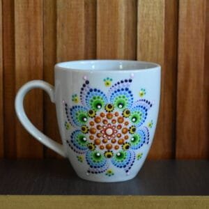 Taza mug porcelana mandala multicolor
