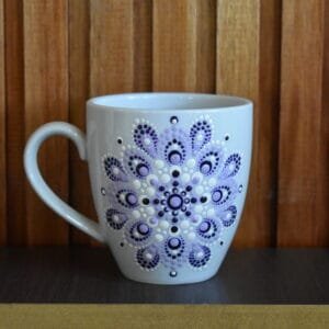 Taza mug porcelana mandala lila/violeta