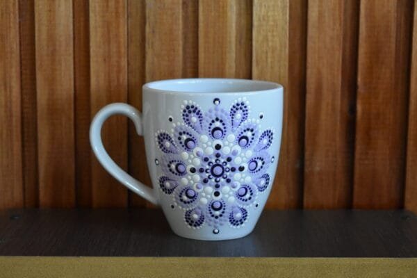 Taza mug porcelana mandala lila/violeta