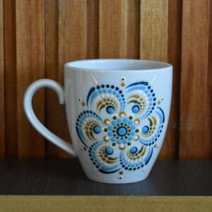 Taza mug porcelana espiral celeste