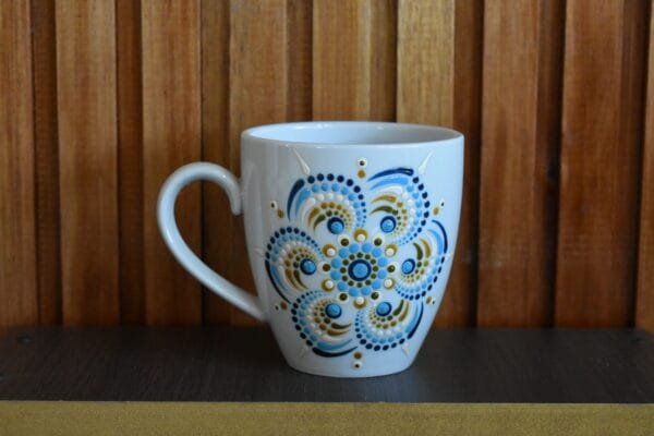 Taza mug porcelana espiral celeste