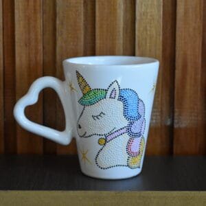 Taza cerámica blanca unicornio