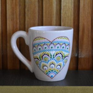 Taza cerámica rosa corazón