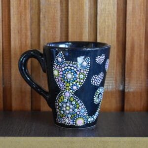 Taza cerámica negra gatito