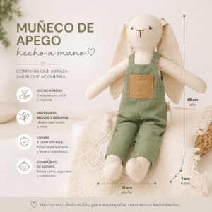 🧸 CONEJO MISU VERDE – MUÑECO DE APEGO