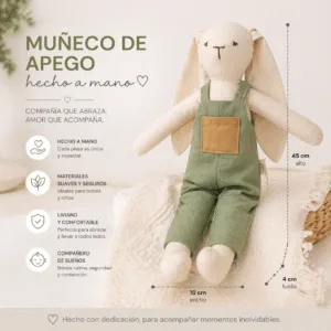 🧸 CONEJO MISU VERDE - MUÑECO DE APEGO