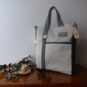Bolso"Petit" beige y verde con bandolera
