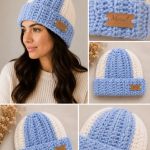 Gorro tejido a mano con los colores tradicionales de la selección argentina tamaño small. Realizado en cashmilon hipoalergénico