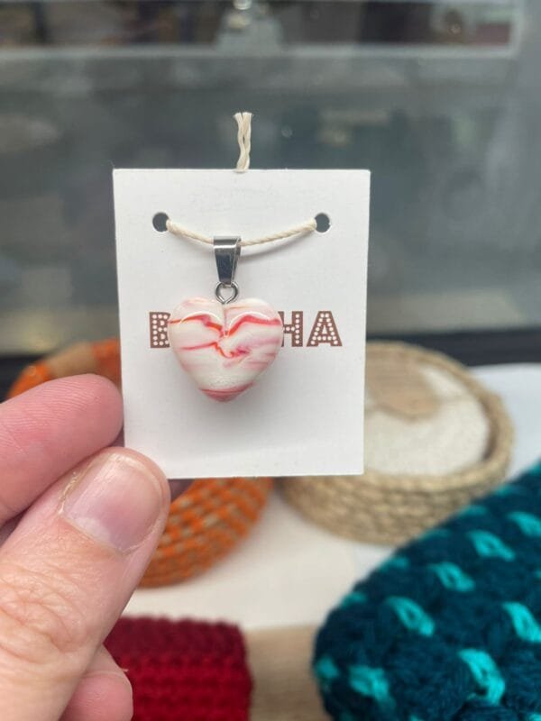 Dije Corazón marmolado rosa
