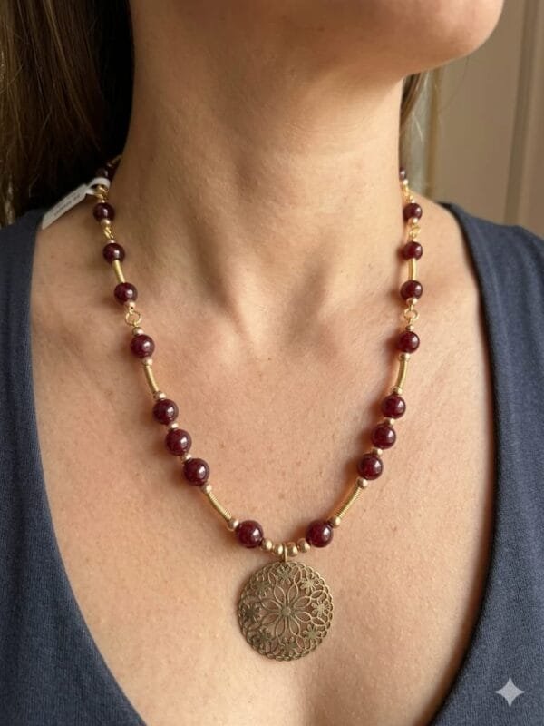 collar bordo dorado goldfilled