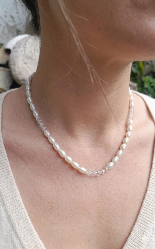 Collar perla y cristales