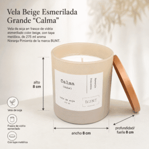 VELA BEIGE ESMERILADA GRANDE "CALMA"