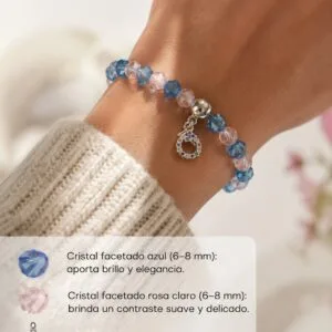 Pulsera cristales celeste y rosa