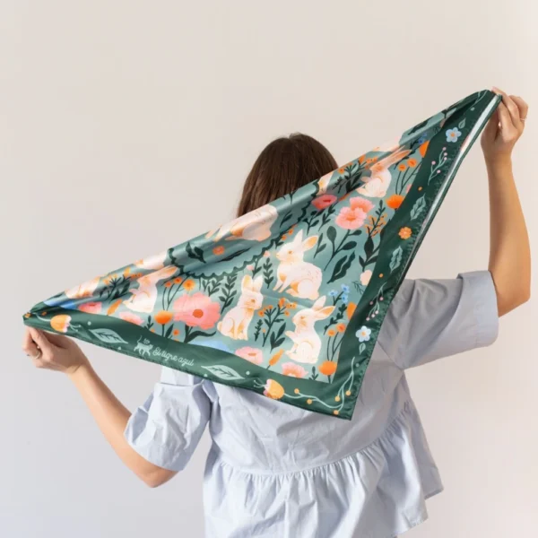 Pañuelo 70x70 - Conejos Verde