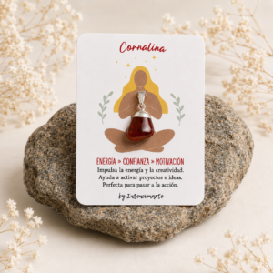 Dije mini Cornalina en acero blanco con piedra natural