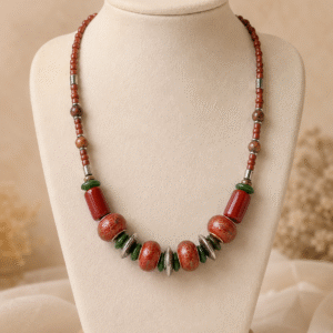 Collar de Ceramica pintada, cornalina, hematite