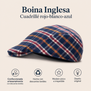 Boina Inglesa Cuadrillé rojo-blanco-azul