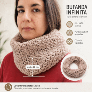 Bufanda infinita tejida a mano