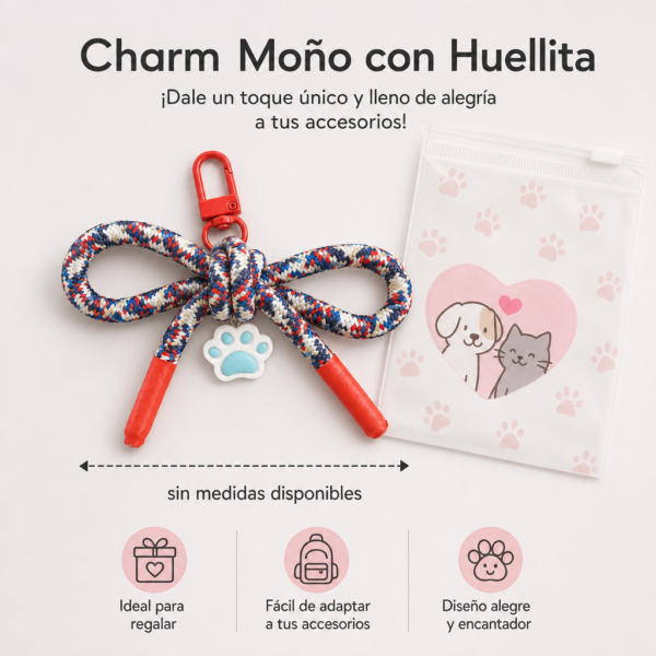 Charm moño Moño rojo y azul