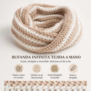Bufanda infinita tejida a mano