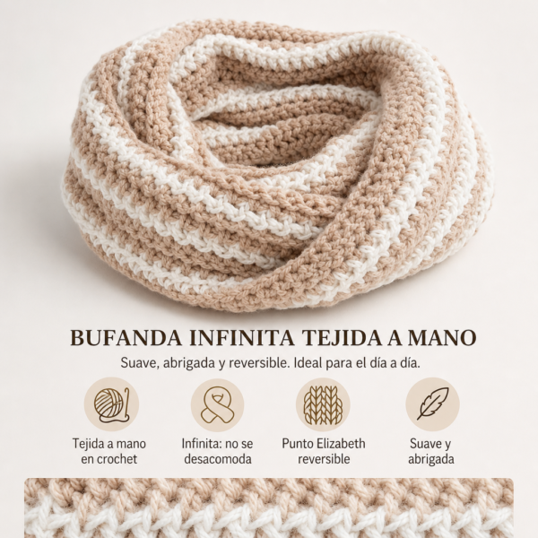 Bufanda infinita tejida a mano