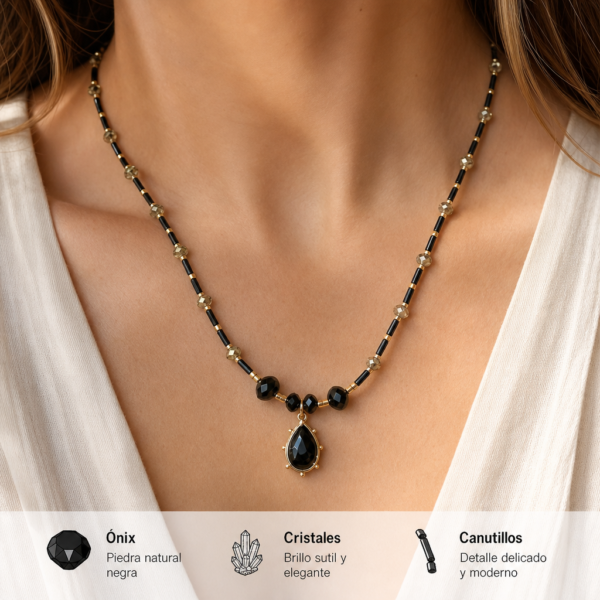 C356 ónix negro (dije) cristales