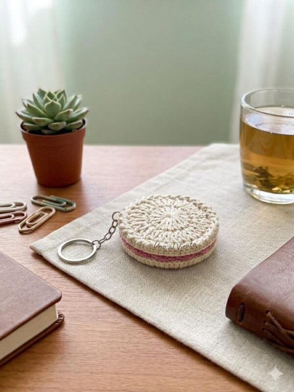 Llavero artesanal galletita rellena tejida crochet