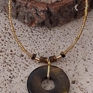 Collar Dije piedra ojo de tigre