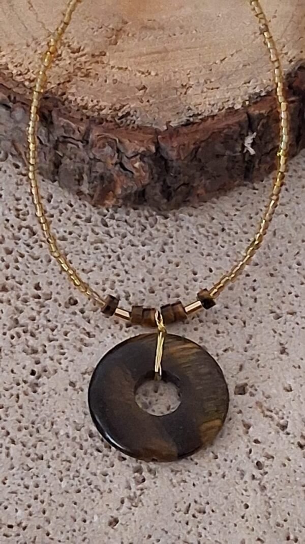 Collar Dije piedra ojo de tigre