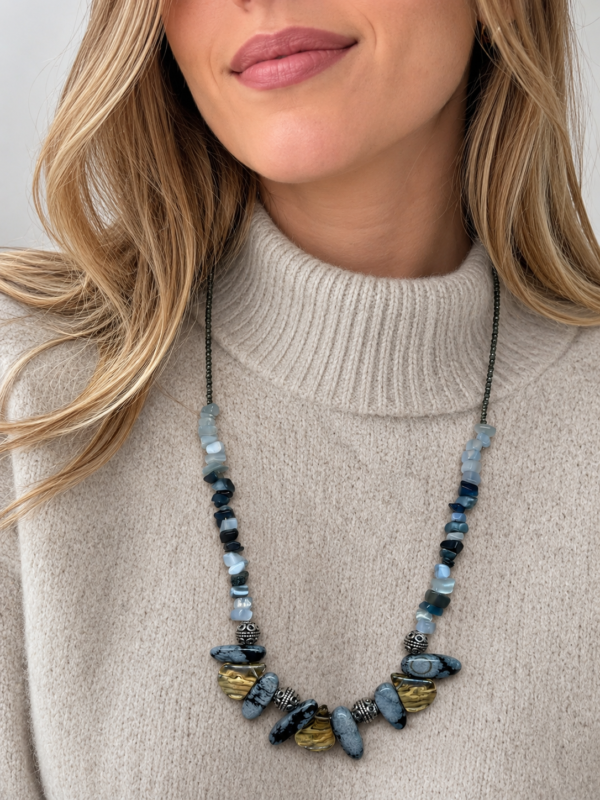 Collar con cristal humo y jaspe