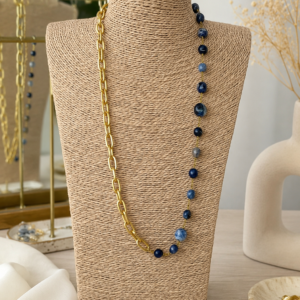 Collar Lapislazuli con cadena dorada