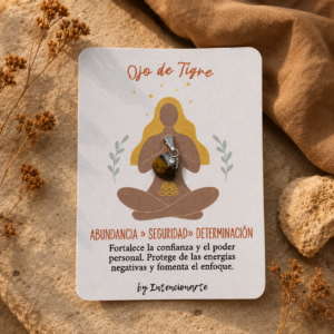 Dije mini ojo de tigre de piedra natural con engarce de acero quirúrgico