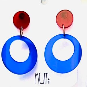 Aros Movimiento azul translúcido con rojo en acrílico
