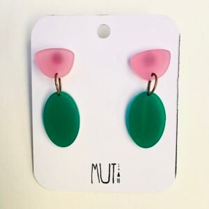 Aros Ovo verde y rosa