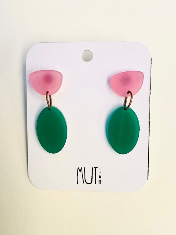 Aros Ovo verde y rosa