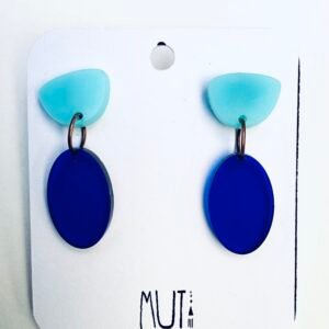 Aros Ovo. Azul translúcido con celeste