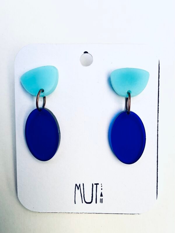 Aros Ovo. Azul translúcido con celeste