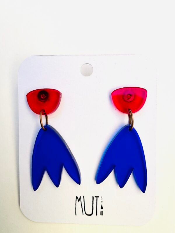 Aros Tulipán. Azul y fucsia translúcido. S