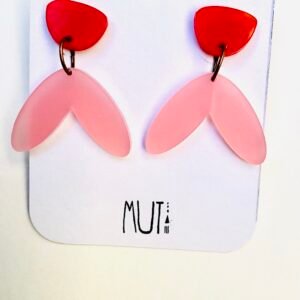 Aros Krila rosa y rojo en acrílico con pasantes de acero quirúrgico