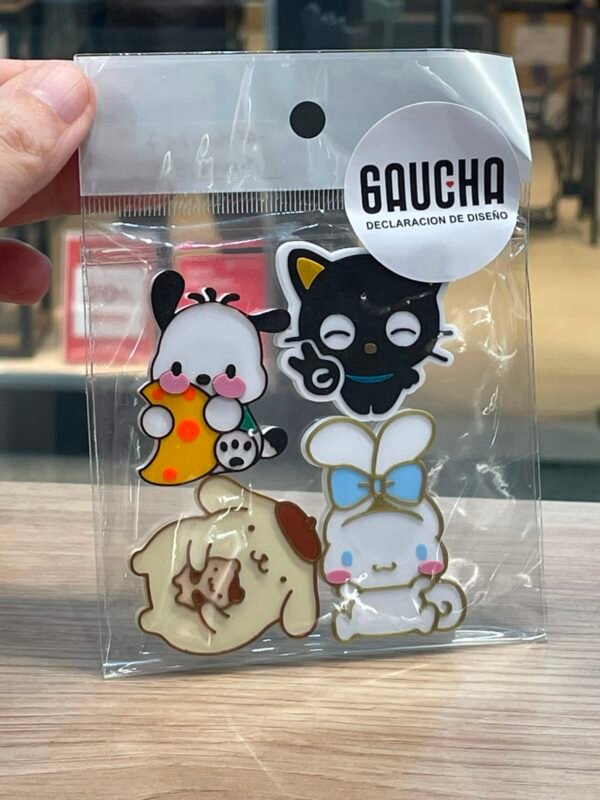 Pack iman x4 Sanrio II Pochacco/Cinnamoroll/Chococat/Pompompurin