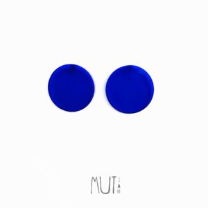 Aros círculo de acrílico azul translúcido con pasantes de acero quirúrgico