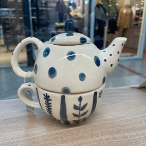 Set taza y tetera cerámica Diseño azul